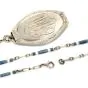 Antique Blue Enamel White Gold Locket Flower Pendant Chain Necklace