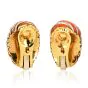 Vintage Retro Coral Carved 18K Yellow Gold Shrimp Earrings