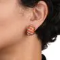 Vintage Retro Coral Carved 18K Yellow Gold Shrimp Earrings