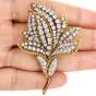 Vintage 9.80cts Diamond Flower 18k Gold  Platinum Brooch Pin