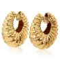 Vintage Hammerman Hammered 18K Gold Hoop Shell Clip Earrings
