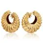 Vintage Hammerman Hammered 18K Gold Hoop Shell Clip Earrings