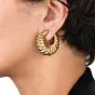 Vintage Hammerman Hammered 18K Gold Hoop Shell Clip Earrings