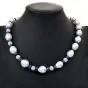 High Lustrous Pearl 5cts Diamond balls sapphire bead Gold Necklace