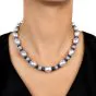 High Lustrous Pearl 5cts Diamond balls sapphire bead Gold Necklace