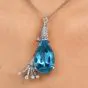 Vintage Santa Maria Aquamarine Diamond Swirl Gold Pendant Pin Pendant