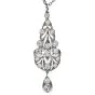Antique Old European Cut Diamond Platinum Floral Filigree Dangle Pendant
