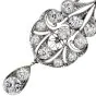 Antique Old European Cut Diamond Platinum Floral Filigree Dangle Pendant