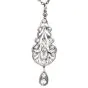 Antique Old European Cut Diamond Platinum Floral Filigree Dangle Pendant