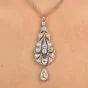 Antique Old European Cut Diamond Platinum Floral Filigree Dangle Pendant