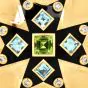 Verdura Maltese Cross Diamond Gemstones 18K Yellow Gold Enamel Bangle Bracelet