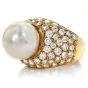Retro Vintage 5.50ct Diamond South Sea Pearl 18K Yellow Gold Pave Cocktail Ring