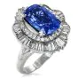 GIA 5.87ct No Heat Ceylon Cornflower Blue Sapphire Diamond Platinum Ballerina Cocktail Ring 