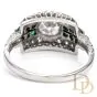Antique 1920s Diamond Emerald Platinum Engagement Cocktail Ring