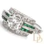 Antique 1920s Diamond Emerald Platinum Engagement Cocktail Ring