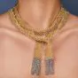  Long Mirror Beads Mesh Wrap Around Scarf Italian 18K Gold Necklace