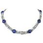 GIA Diamond Burma Sapphire Platinum Bracelet Necklace Set-Dover Jewelry
