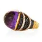 Estate Diamond Amethyst18K Gold  dome Cocktail  Ring