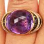 Estate Diamond Amethyst18K Gold  dome Cocktail  Ring