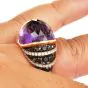 Estate Diamond Amethyst18K Gold  dome Cocktail  Ring