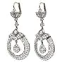 Deco Style Diamond Platinum Round Drop Sparkle Dangle Earrings