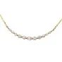 Estate Graduated 1.01cts Diamond 14K Yellow Gold Smile Pendant Chain Necklace