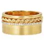 Estate Elegant Diamond 14K Yellow Gold Rope Wide Cigar Band Ring