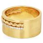 Estate Elegant Diamond 14K Yellow Gold Rope Wide Cigar Band Ring
