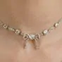 Antique Diamond Ribbon of Love Platinum Choker Necklace