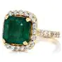 Elegant Diamond 8.08ct Genuine Emerald 18K Yellow Gold Halo Eternity Cocktail Ring