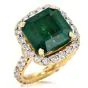 Elegant Diamond 8.08ct Genuine Emerald 18K Yellow Gold Halo Eternity Cocktail Ring