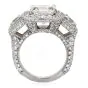 GIA 5.49ct Asscher Cut Diamond Platinum Halo Triple Stone Engagement Ring