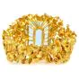 Vintage Fine Aquamarine 18K Yellow Gold Nugget Floral Supreme Link Bracelet 