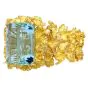 Vintage Fine Aquamarine 18K Yellow Gold Nugget Floral Supreme Link Bracelet 