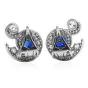 Antique Deep Royal Blue No Heat Sapphire Diamond ClipOn Cocktail Earrings 