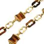 Estate Tiger's Eye 18K Gold Barrel Link Long Necklace-Dover Jewelry