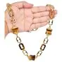 Estate Tiger's Eye 18K Gold Barrel Link Long Necklace-Dover Jewelry