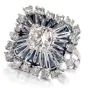 Vintage Art Deco Diamond Sapphire Square Pinwheel Platinum Cocktail Ring