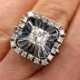 Vintage Art Deco Diamond Sapphire Square Pinwheel Platinum Cocktail Ring