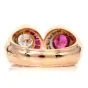 Vintage Retro Diamond Ruby 18K Rose Gold French Made Bypass Cocktail Ring