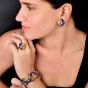 Estate Sapphire 8.70cts Diamond Platinum 18K Gold Floral Cluster Cocktail Ring|Dover Jewelry|