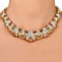 Impressive Vintage Retro Diamond 18K Yellow Gold Platinum Link Collar Necklace