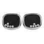 Vintage Floating Diamond Onyx 18K White Gold Tuxedo Men's Cufflinks 