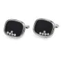 Vintage Floating Diamond Onyx 18K White Gold Tuxedo Men's Cufflinks 