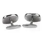Vintage Floating Diamond Onyx 18K White Gold Tuxedo Men's Cufflinks 