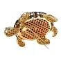 Vintage Diamond Garnet Emerald 18K Gold Turtle Large Brooch Pin