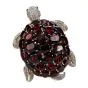 Vintage Diamond Garnet Emerald 18K Gold Turtle Large Brooch Pin