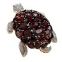Vintage Diamond Garnet Emerald 18K Gold Turtle Large Brooch Pin