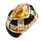 GIA 7.80 carats Yellow Sapphire Diamond Onyx 18K Gold Heart Retro Cocktail Ring 