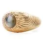 Retro Vintage Chrysoberyl Cats Eye 18K Gold Textured Men Ring